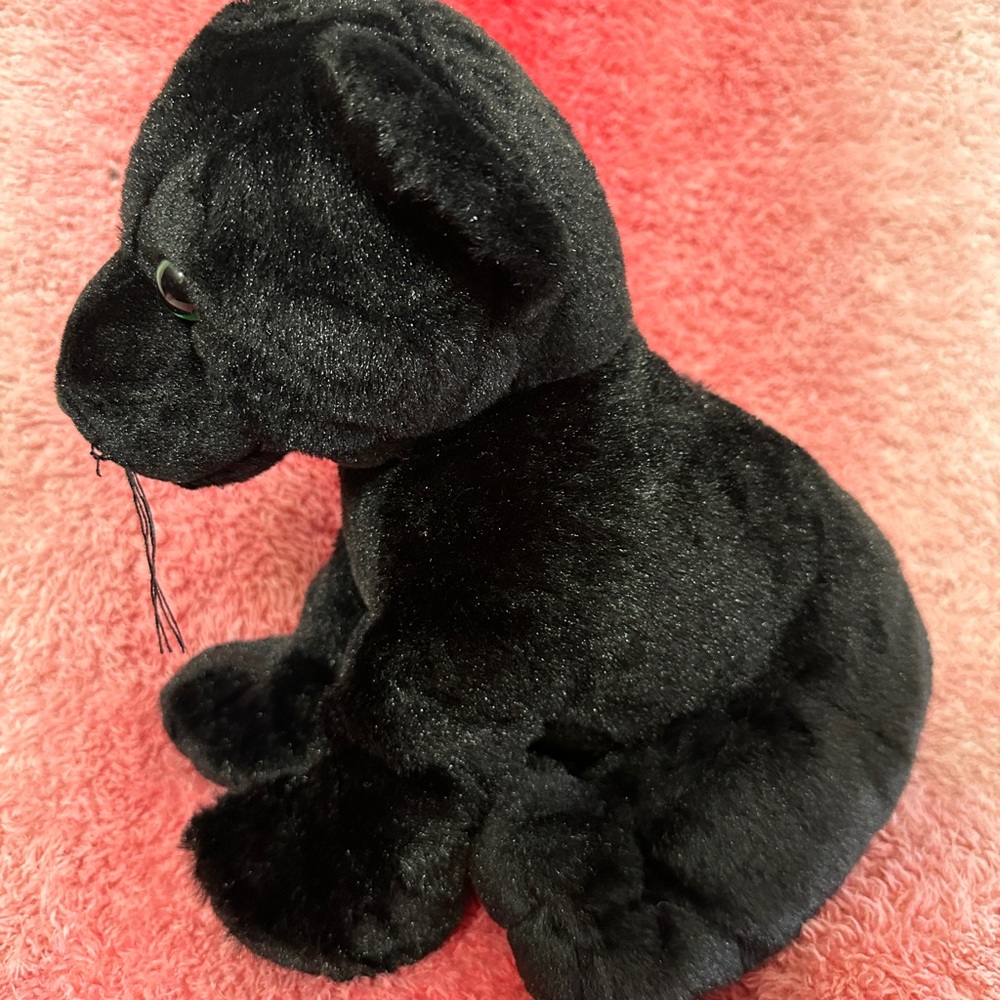 Teddy Mountain Black Panther Wild Cat Plush with Hidden Pocket on the Back - Picture 3 of 8
